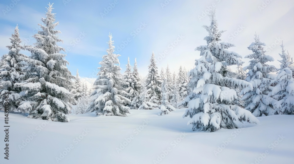 Winter Wonderland: Snow-Covered Trees in a Serene Forest Winter Wonderland: Snow-Covered Trees in a Serene Forest