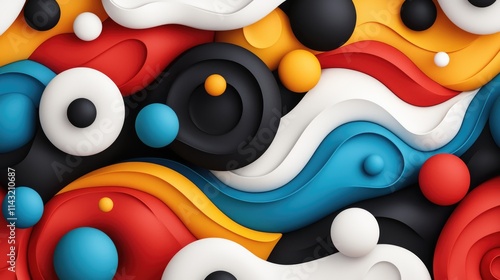 Dynamic abstract composition of colorful shapes digital art contemporary design vibrant environment close-up viewpoint