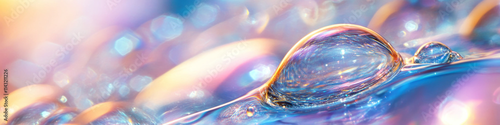 Bubble in focus with colorful, iridescent hues reflecting light. Concept of beauty in nature, abstract shapes, and color play. For abstract art backgrounds. Bubble in focus with colorful, iridescent hues reflecting light. Concept of beauty in nature, abstract shapes, and color play. For abstract art backgrounds.