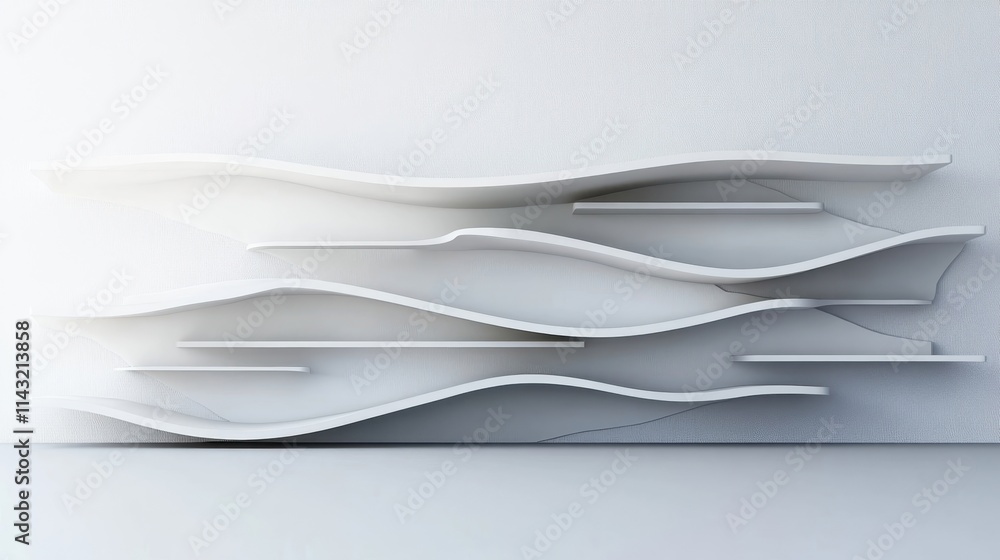Modern White Bookshelf with Irregular Shelf Patterns Modern White Bookshelf with Irregular Shelf Patterns