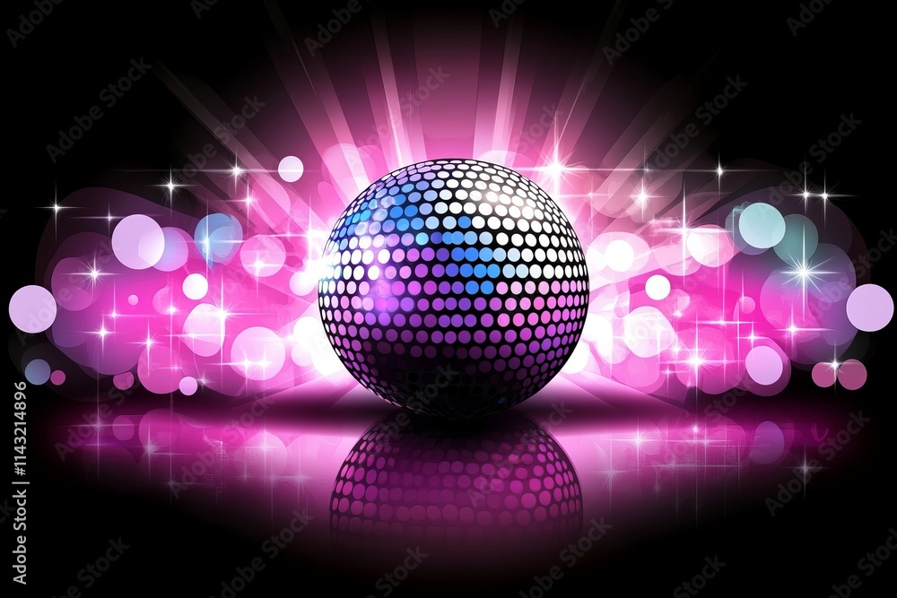 Obraz premium An animated disco ball with mesmerizing, moving bands of colorful light