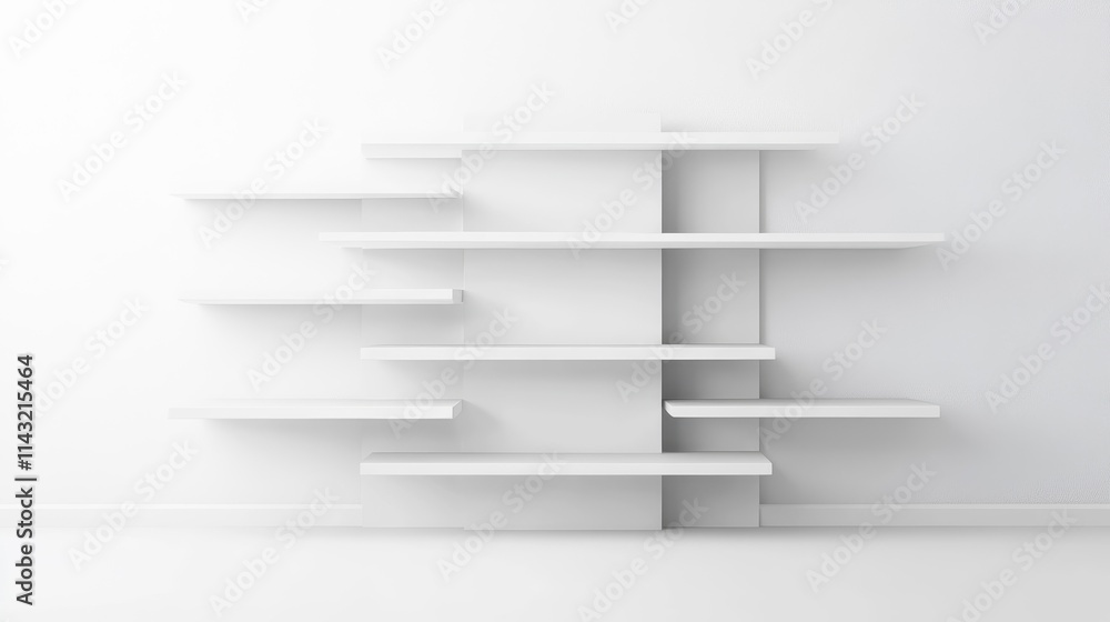 Minimalist White Bookshelf with Cascading Design Minimalist White Bookshelf with Cascading Design