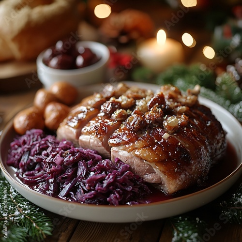 Close-up of German Christmas foods photo