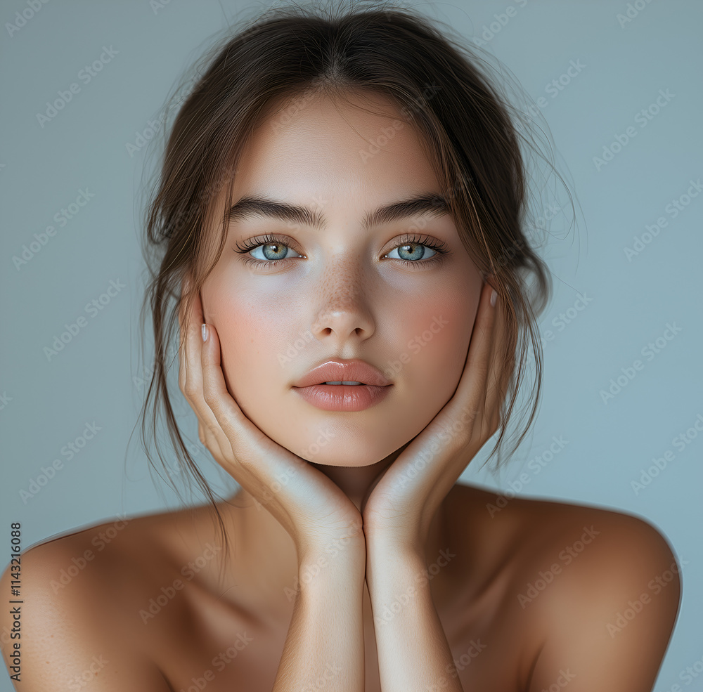 portrait of an attractive woman with smooth, healthy clear skin on her face portrait of an attractive woman with smooth, healthy clear skin on her face