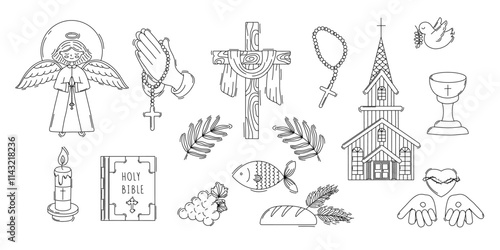 Set of Doodles Christian religion Vector Illustration