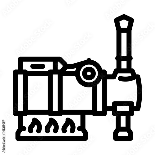 steam powered pump industry line icon vector. steam powered pump industry sign. isolated contour symbol black illustration