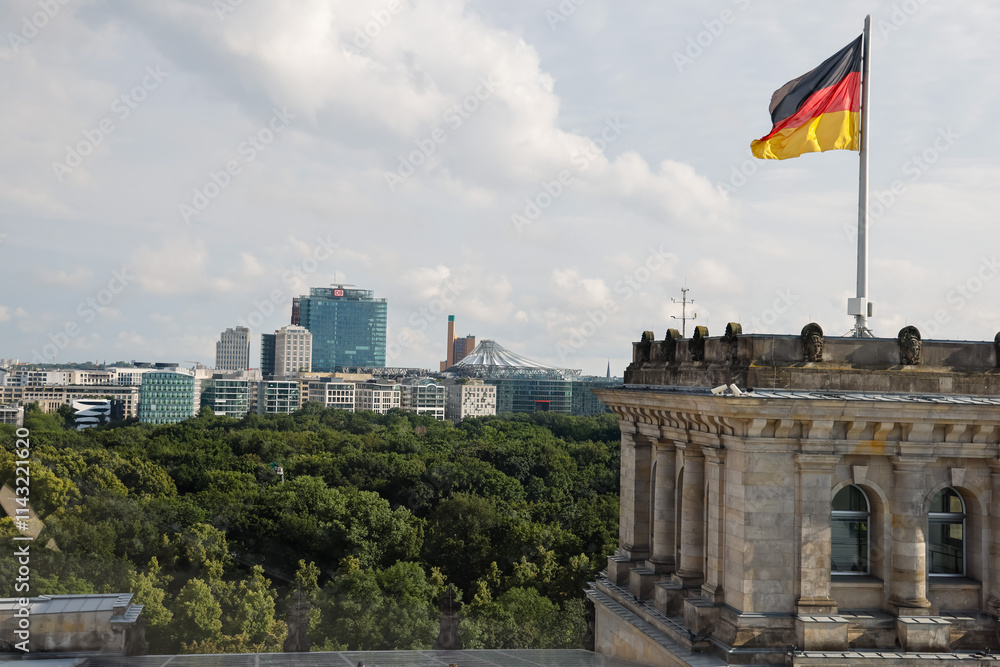Fototapeta premium Image of Berlin from inside the Reichstage Building in Berlin, Germany on June 19, 2024.