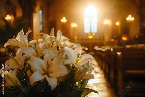 Easter lily arrangement photo