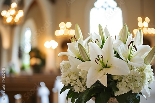 Easter lily arrangement photo