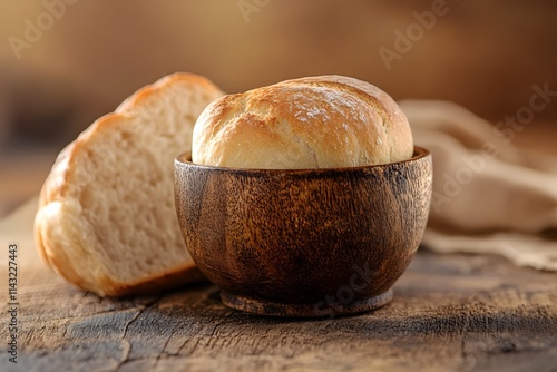 Communion cup and loaf detail photo