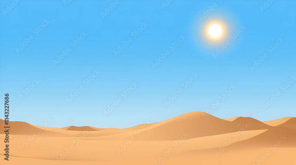 A minimalist design of a desert landscape with a bright sun overhead. Desert with sun minimalist. A minimalist design of a desert landscape with a bright sun overhead. Desert with sun minimalist.