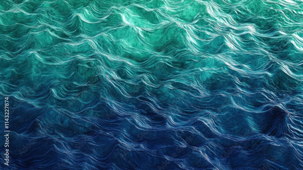 Abstract representation of ocean waves with varying shades of blue and green. Abstract representation of ocean waves with varying shades of blue and green.