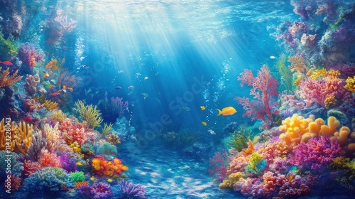 Wallpaper Mural Vibrant underwater scene showcasing colorful coral reefs and diverse marine life. Torontodigital.ca