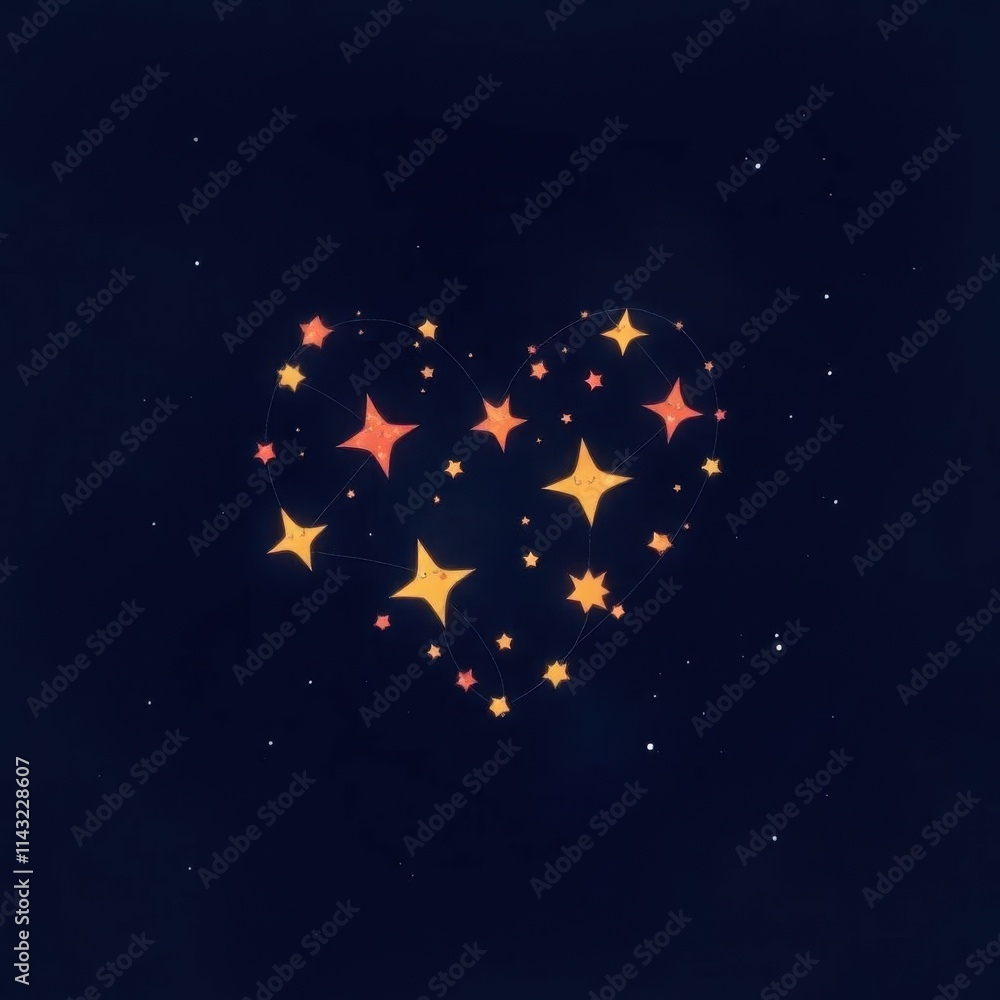 Fototapeta premium Heart shaped constellation twinkles in the dark night sky with vibrant colors and enchanting allure