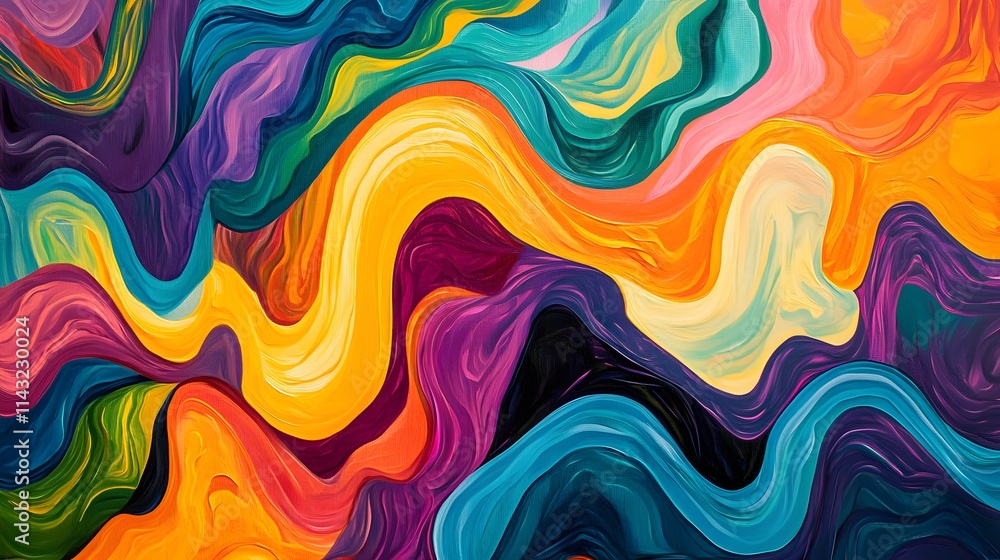 An abstract representation of sound waves with vibrant colors and fluid shapes, conveying motion and rhythm An abstract representation of sound waves with vibrant colors and fluid shapes, conveying motion and rhythm
