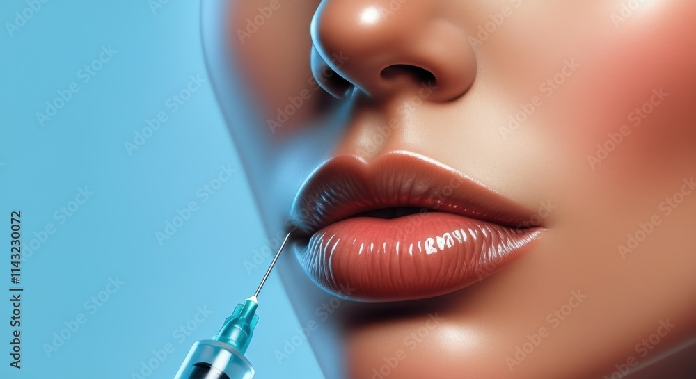 Obraz premium Close-up of a woman's lips receiving a cosmetic injection