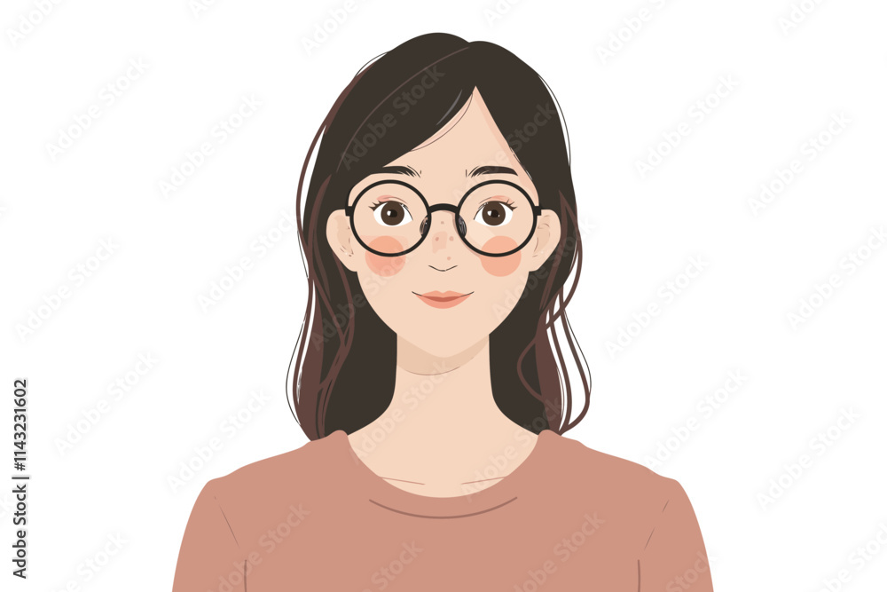 asian woman wearing glasses isolated illustration asian woman wearing glasses isolated illustration