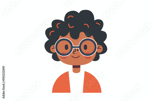 kid wearing glasses isolated illustration