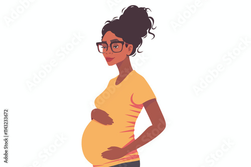 pregnant woman wearing glasses isolated illustration