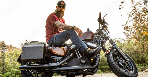 Tableau sur toile man on motorcycle chopper