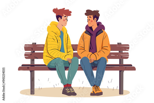 Two non binary people on date isolated illustration