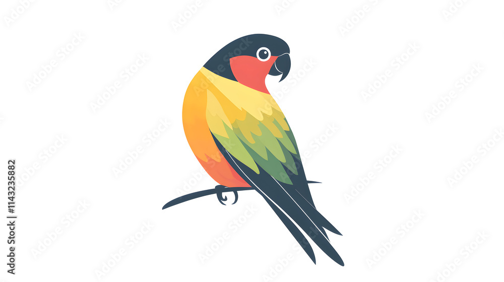 Fototapeta premium Simple Parrot Icon: Clean and Flat Logo Design with Minimal Details
