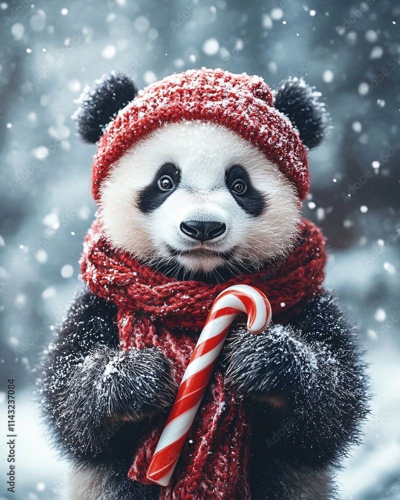 Panda with a candy cane Panda with a candy cane