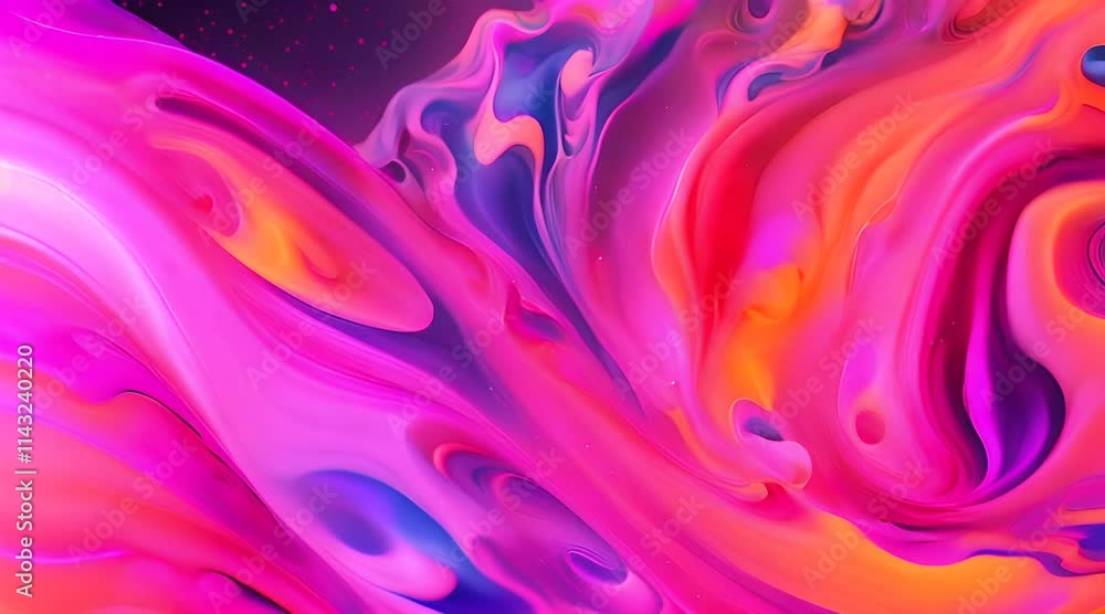 A swirling, colorful liquid on an abstract background with vibrant splashes of neon pink, electric blue, and sunny yellow A swirling, colorful liquid on an abstract background with vibrant splashes of neon pink, electric blue, and sunny yellow
