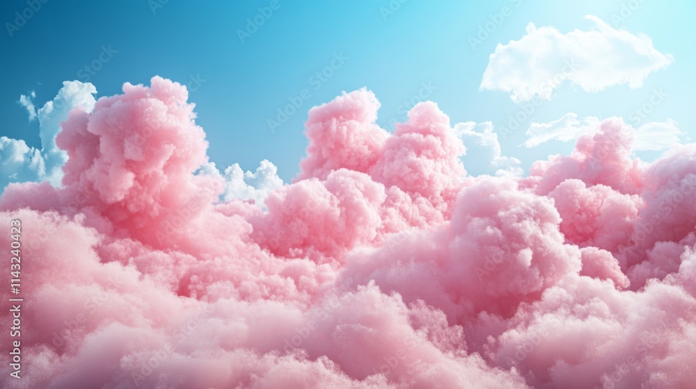 Soft pink clouds floating in a serene blue sky Soft pink clouds floating in a serene blue sky