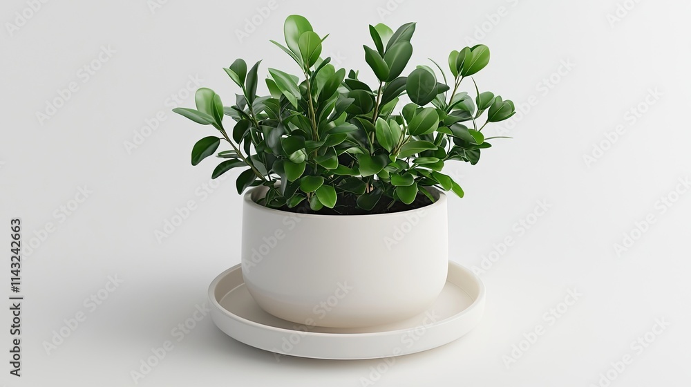 A vibrant green plant in a simple white pot, enhancing indoor aesthetics. A vibrant green plant in a simple white pot, enhancing indoor aesthetics.