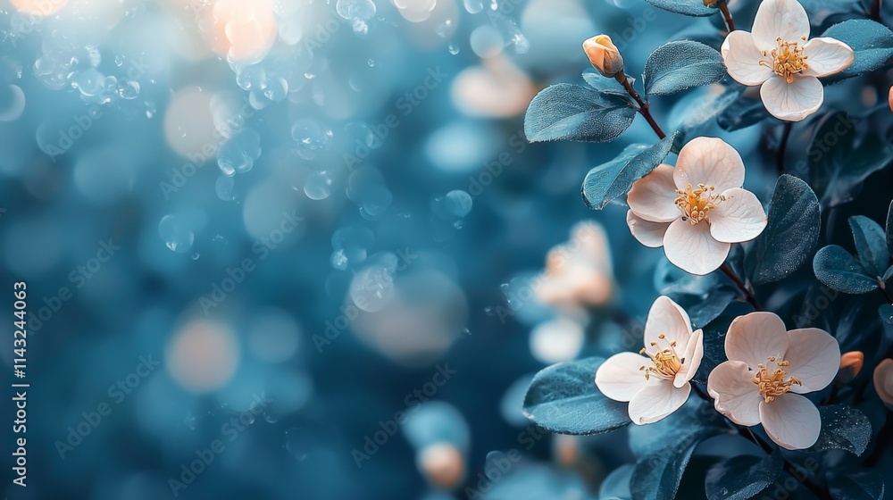 Close-up of blue flowers with soft focus and glowing light Close-up of blue flowers with soft focus and glowing light