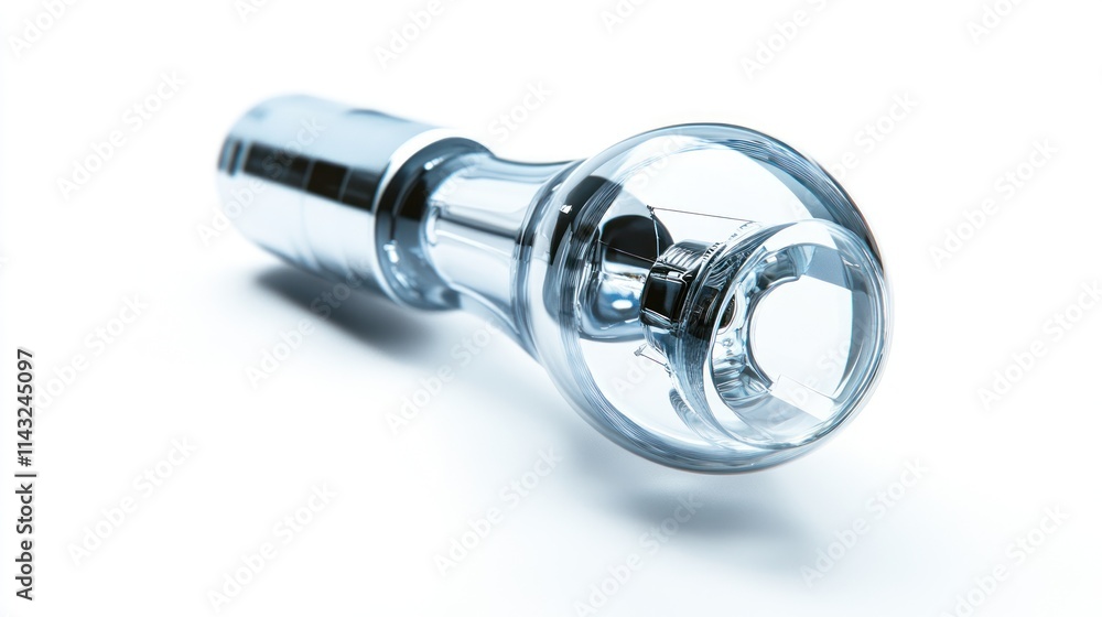 A transparent flashlight showcasing its design and functionality. A transparent flashlight showcasing its design and functionality.
