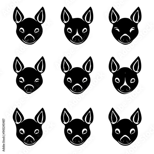 set of animals head vector style