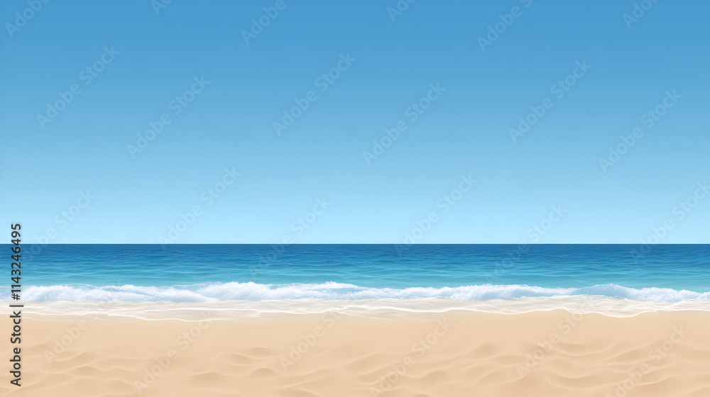 Fototapeta premium A clean silhouette of a beach with gentle waves and a clear sky, symbolizing peaceful moments. Simple beach scene.