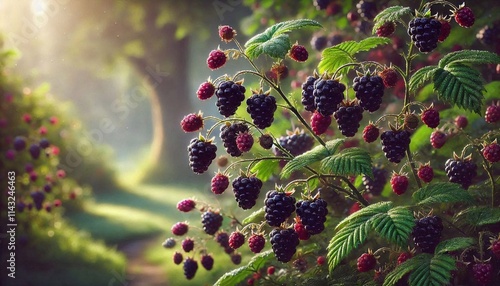 Wallpaper Mural Ripe and Juicy Blackberries Ready for Harvest on a Sunny Day Torontodigital.ca