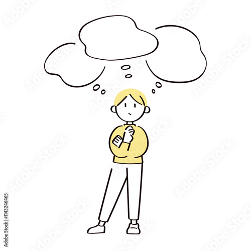 考え込む人物とフキダシ