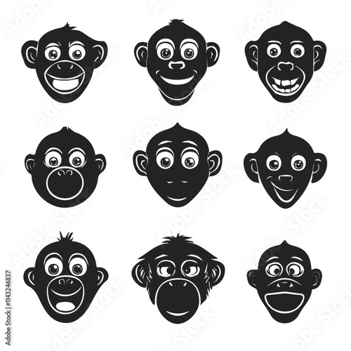 Photography set of animals head vector style