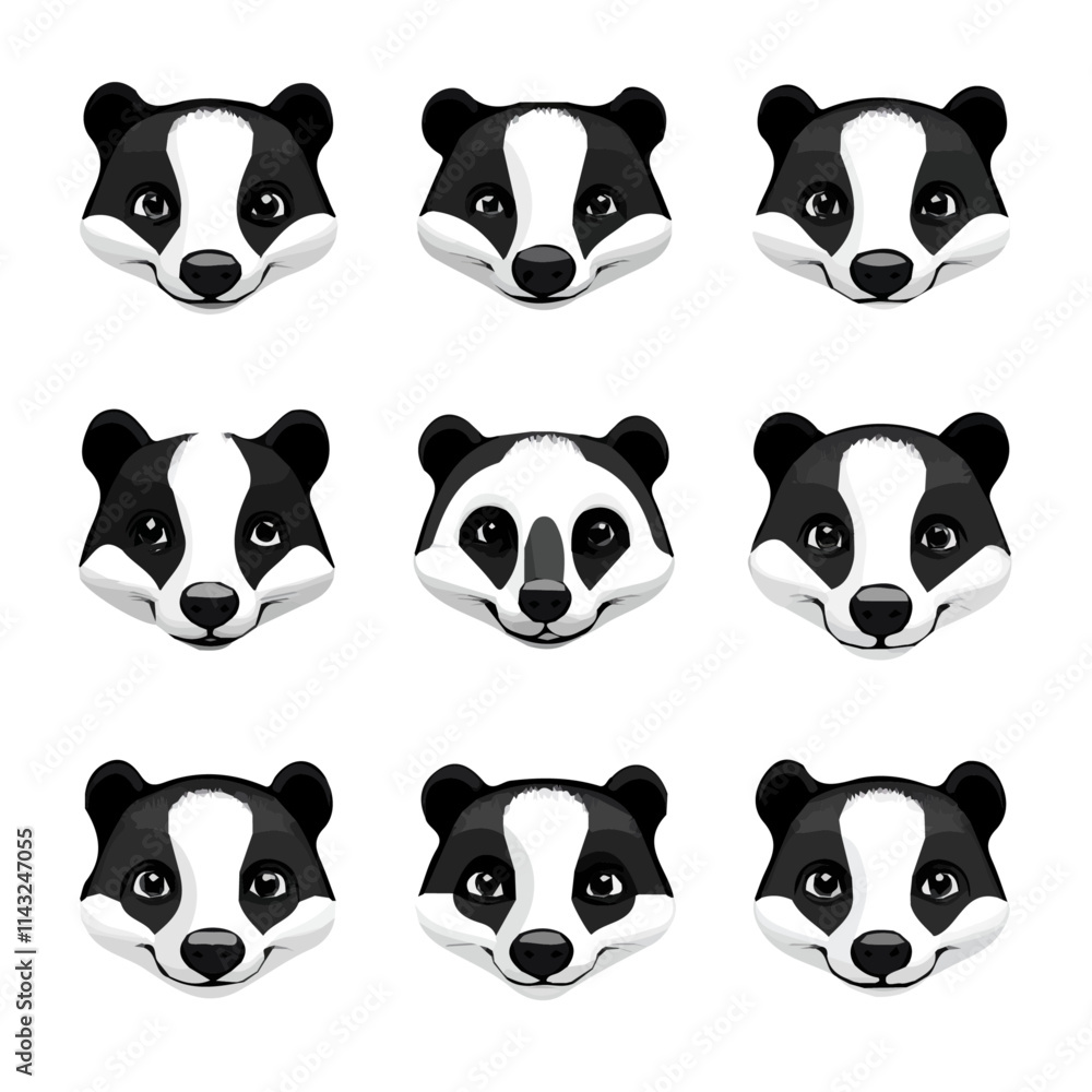set of animals head vector style