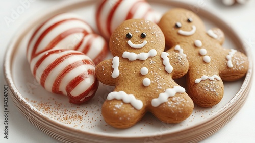 Festive Gingerbread Men Cookies And Candy Canes photo