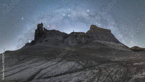 Starry night over Utah desert landscape, USA photo