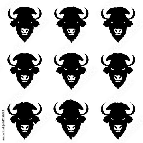 set of animals head vector style