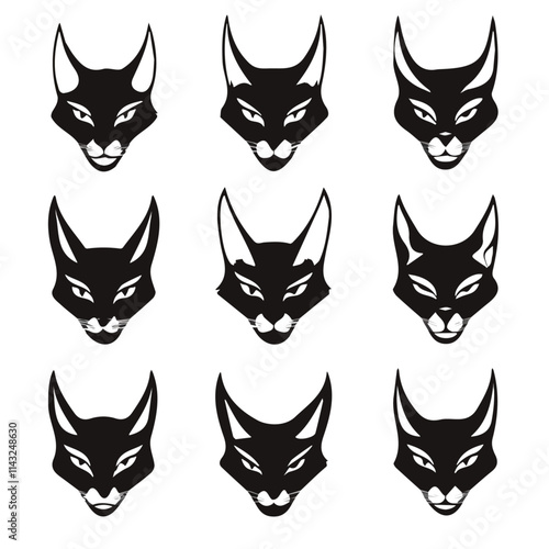 set of animals head vector style