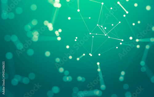 Abstract background. Molecules technology with polygonal shapes, connecting dots and lines. Connection structure. Big data visualization.