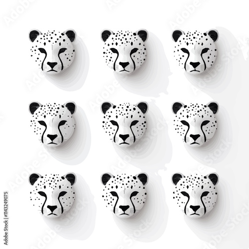 set of animals head vector style