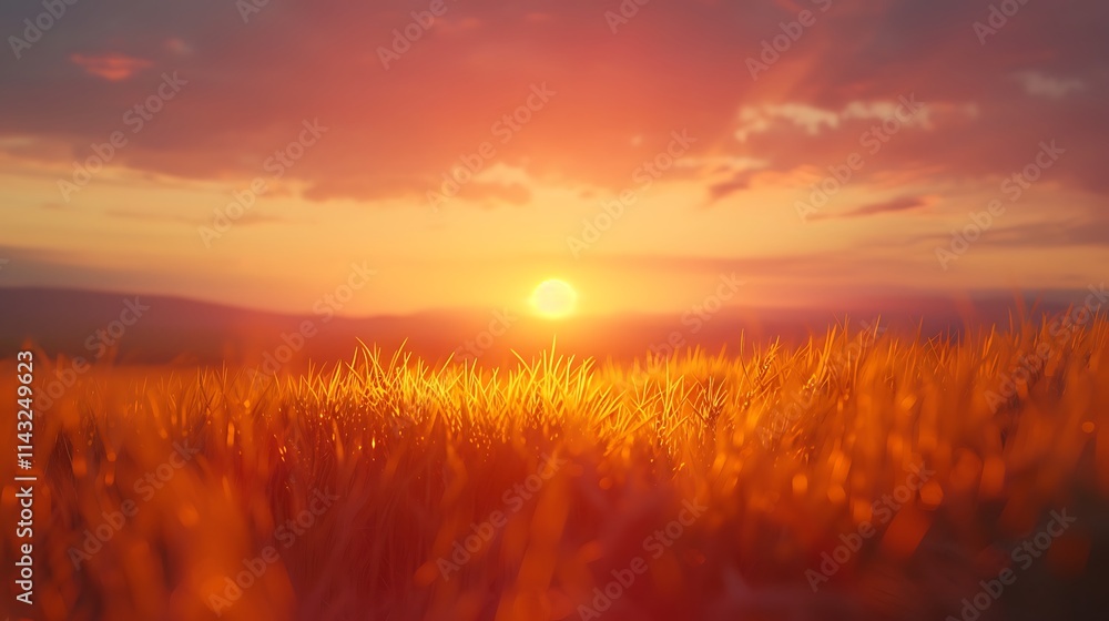 A vibrant sunset illuminating a field of golden wheat, with the horizon bathed in warm light, cinematic framing. A vibrant sunset illuminating a field of golden wheat, with the horizon bathed in warm light, cinematic framing.