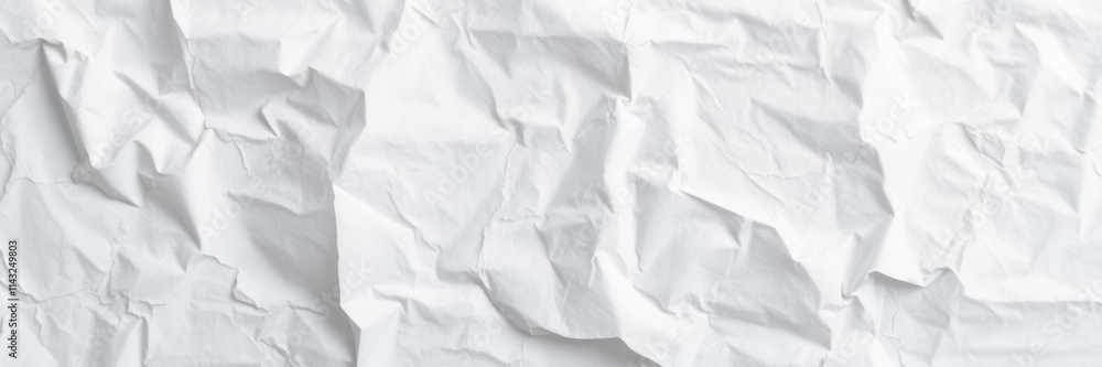 Crumpled white paper with soft shadows on a wooden surface, white, creased, background Crumpled white paper with soft shadows on a wooden surface, white, creased, background