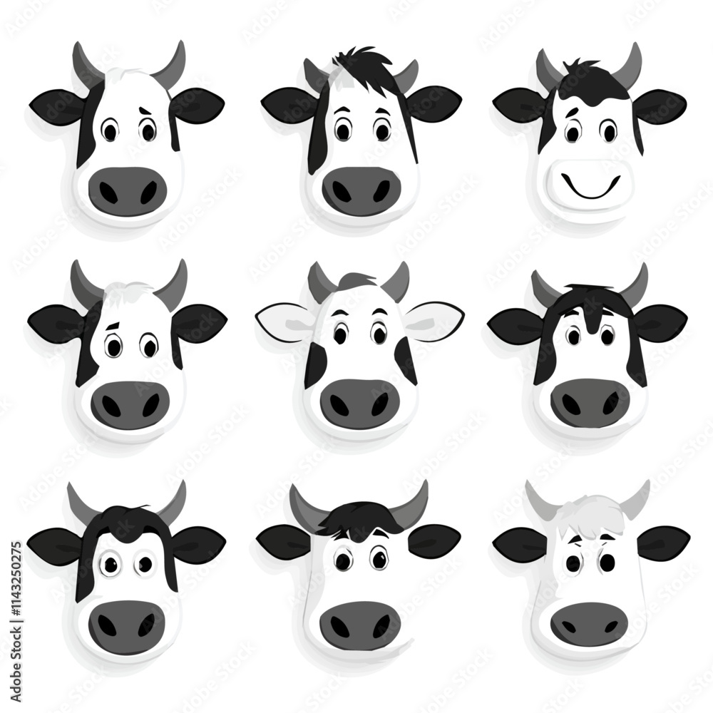 set of animals head vector style set of animals head vector style