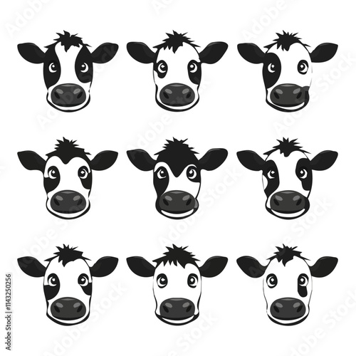 set of animals head vector style