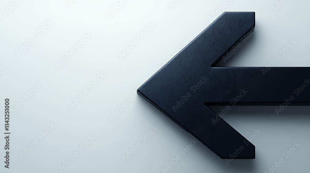Close-up of minimalist left directional arrow design element Close-up of minimalist left directional arrow design element