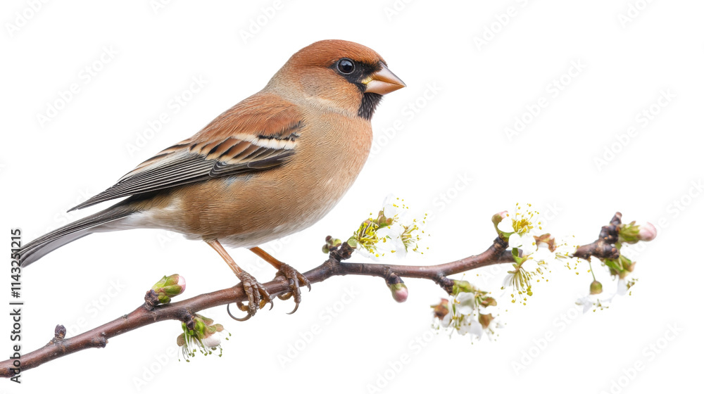 Fototapeta premium Sparrow on a branch transparent background